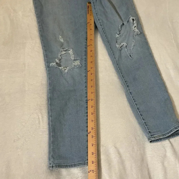 Levi's 721 High Rise Skinny Jeans Size 32 Distressed Light Wash Levis Ankle - Picture 10 of 11